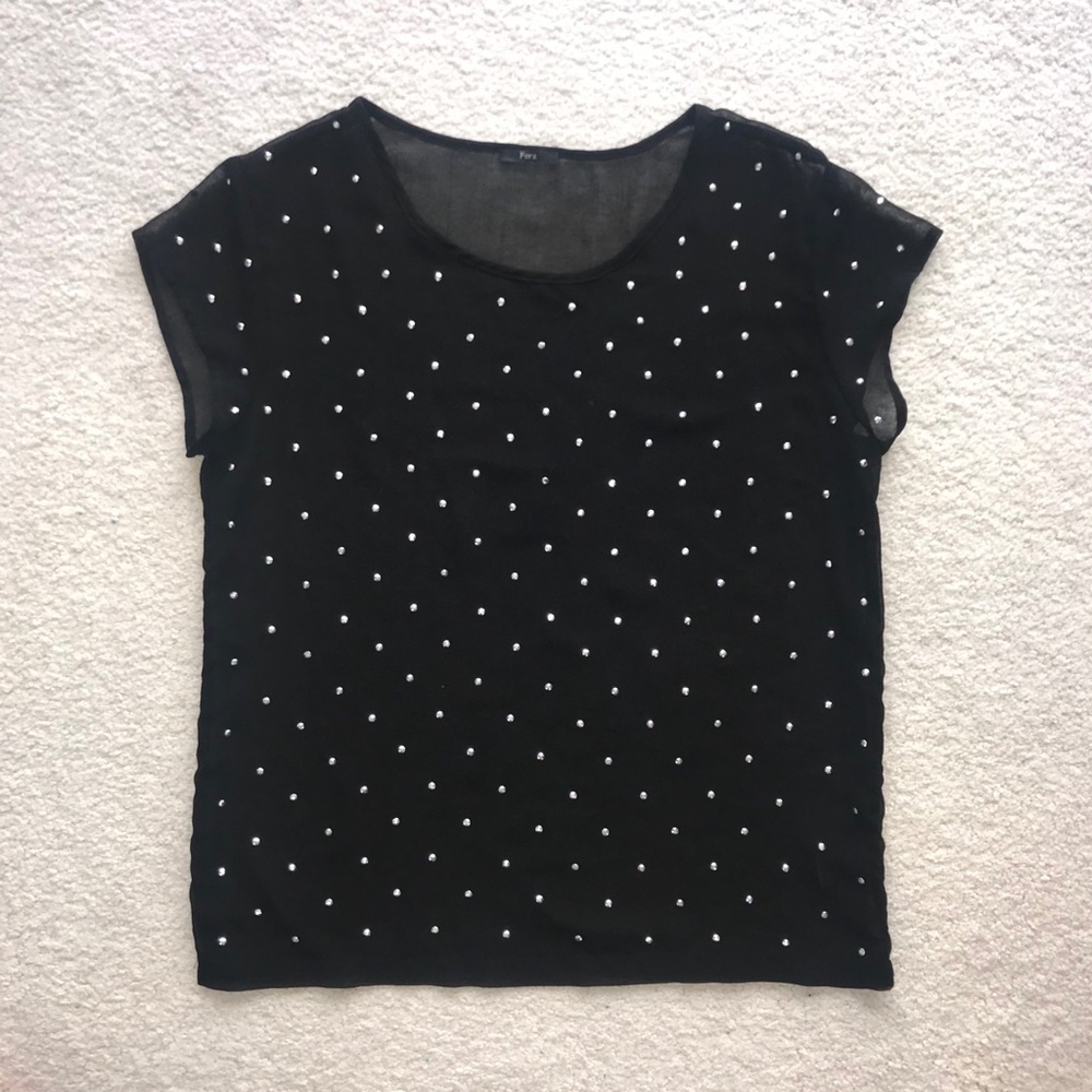 Sheer Black Studded Top